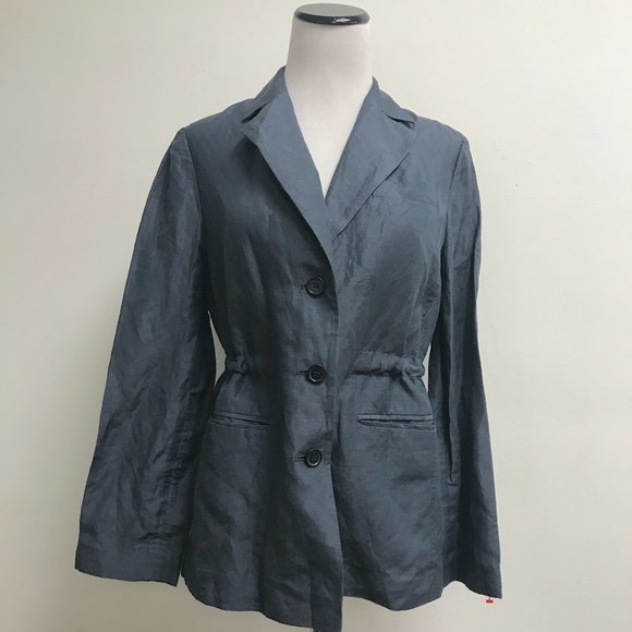Marc by Marc Jacobs blue drawstring button up blazer silk linen classic XS - Picture 1 of 9